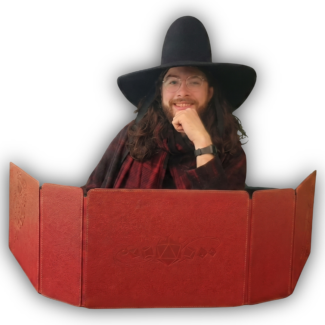 Tim DiFazio running a Dungeons & Dragons game behind his DM screen